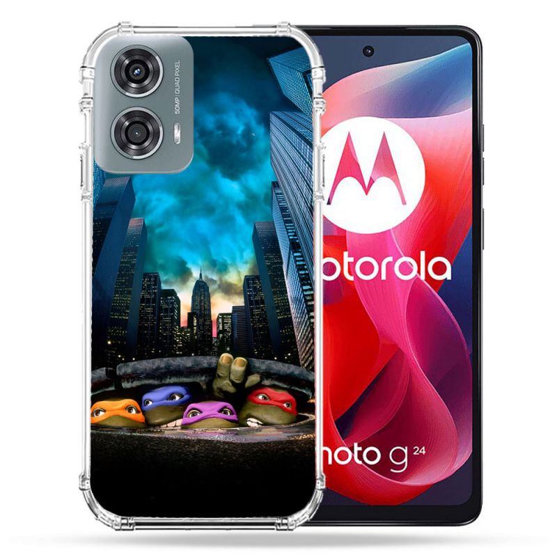 Coque Renforcée Pour Motorola G24 4G Tortue Ninja Ville