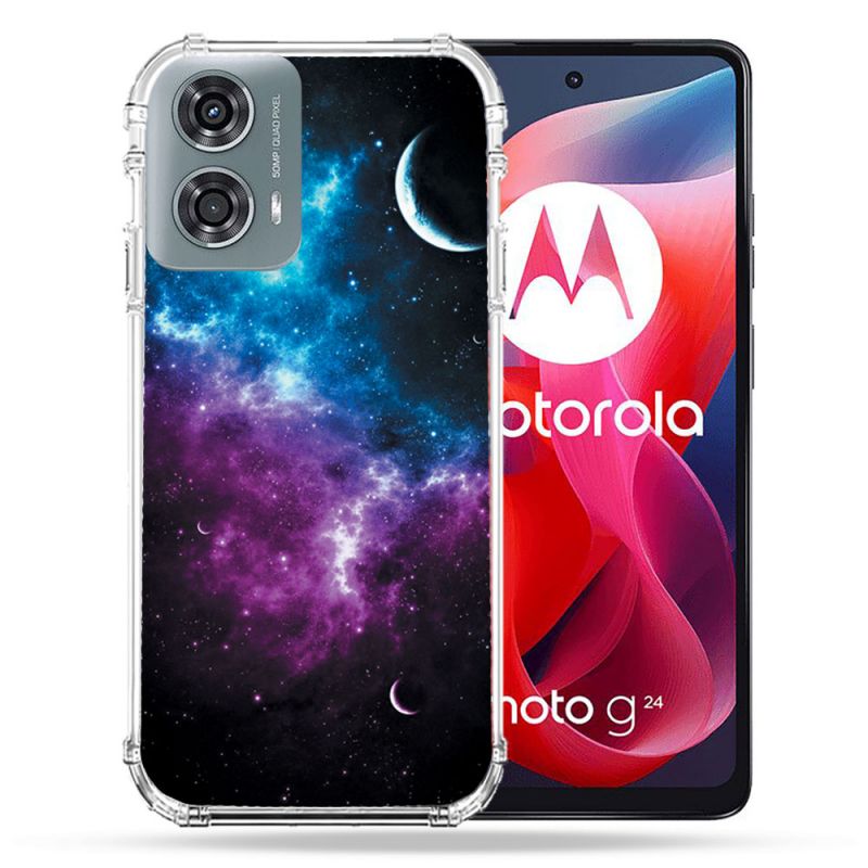 Coque Renforcée Pour Motorola G24 4G Univers Bleu Violet