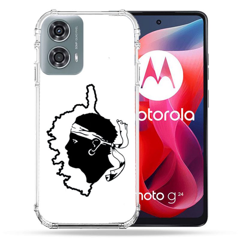 Coque Renforcée Pour Motorola G24 4G Voyage Corse Blanc