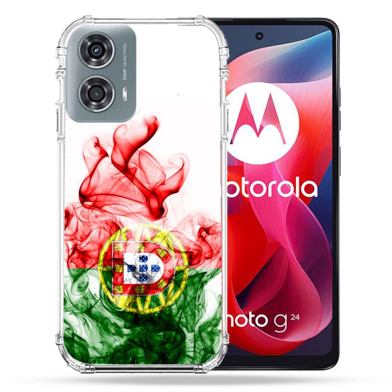 Coque Renforcée Pour Motorola G24 4G Voyage Portugal Flamme