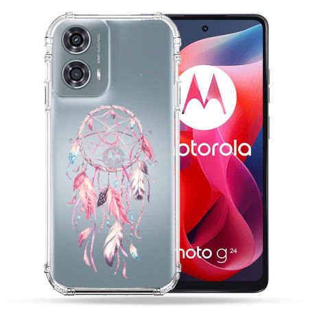 Coque Transparente Pour Motorola G24 4G Attrape Reve Rose