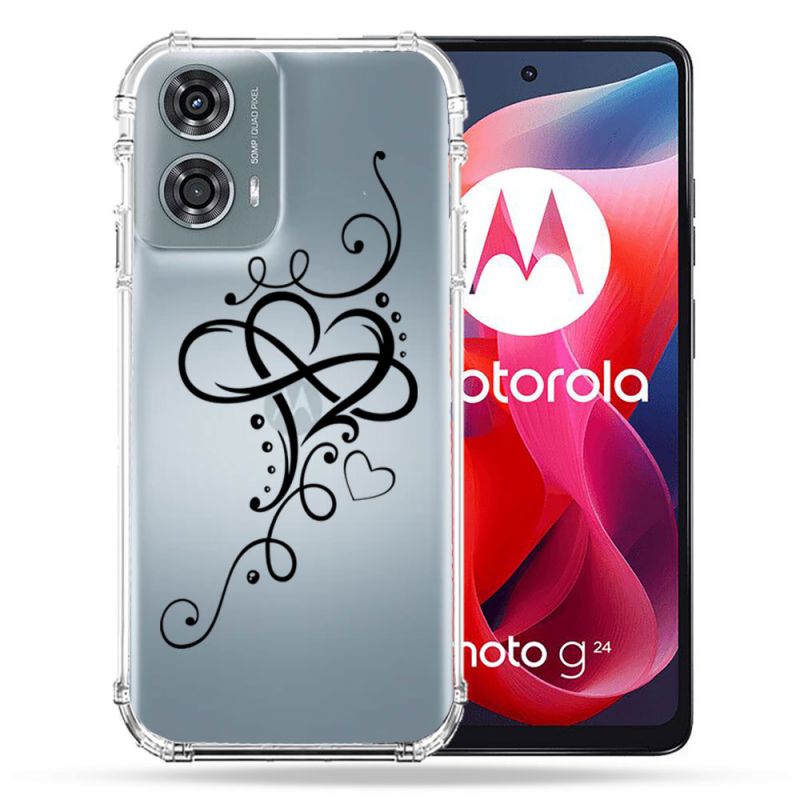 Coque Transparente Pour Motorola G24 4G Cœur infini
