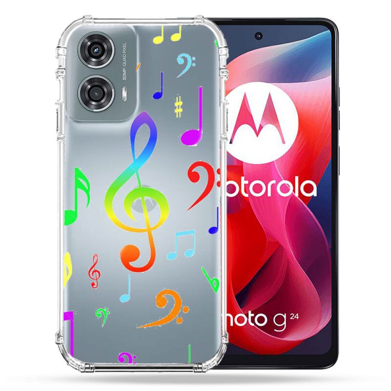 Coque Transparente Pour Motorola G24 4G Note Musique Colore
