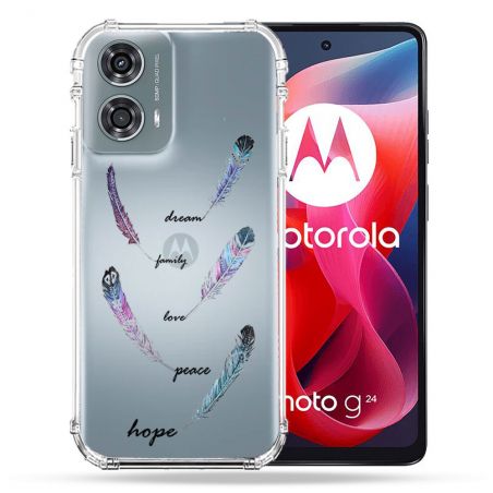 Coque Transparente Pour Motorola G24 4G Plume Couleur