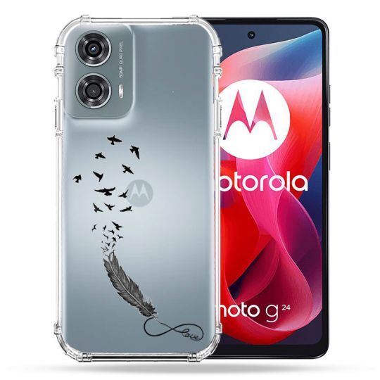 Coque Transparente Pour Motorola G24 4G Plume Infini