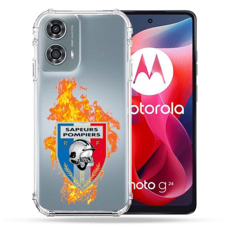 Coque Transparente Pour Motorola G24 4G Pompier Feu