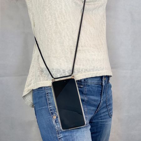 Coque Transparente Pour Motorola G24 4G Lanière Cordon Noir