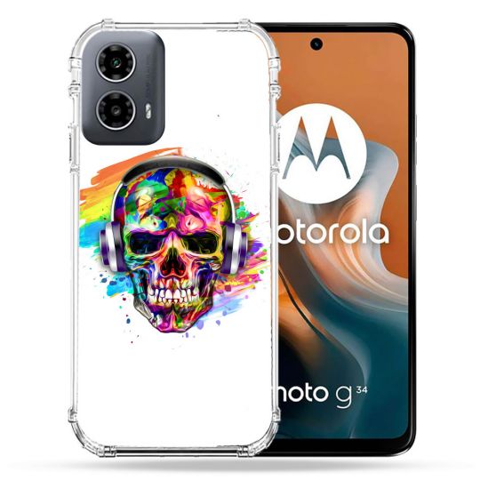 Coque Renforcée Pour Motorola G34 5G Tete de Mort Tag