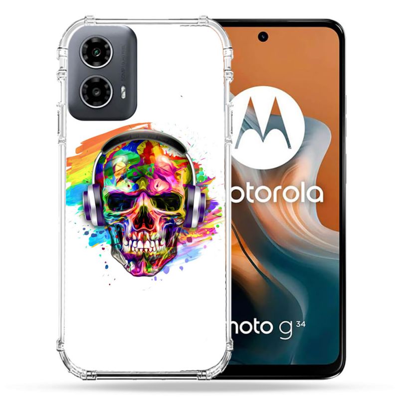 Coque Renforcée Pour Motorola G34 5G Tete de Mort Tag