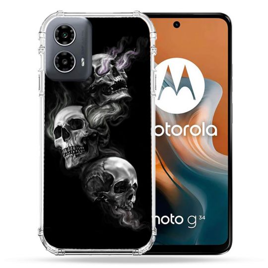 Coque Renforcée Pour Motorola G34 5G Tete de Mort Triple