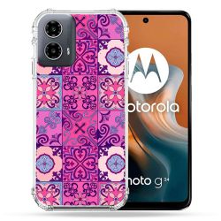 Coque Renforcée Pour Motorola G34 5G Texture Carreau Ciment Violet
