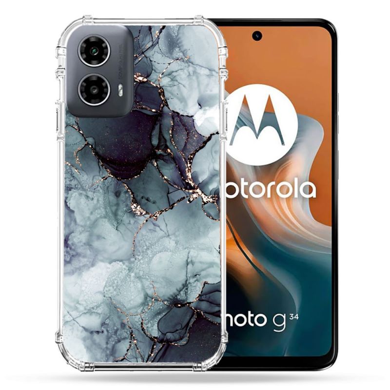 Coque Renforcée Pour Motorola G34 5G Texture Marbre Gris