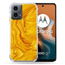 Coque Renforcée Pour Motorola G34 5G Texture Marbre Jaune