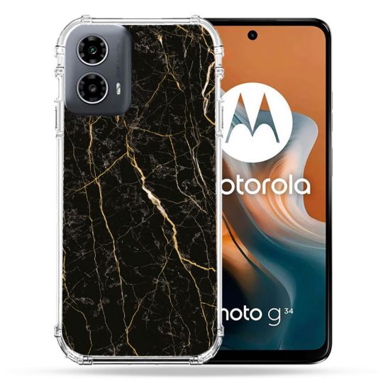 Coque Renforcée Pour Motorola G34 5G Texture Marbre Noir