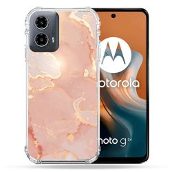 Coque Renforcée Pour Motorola G34 5G Texture Marbre Rose