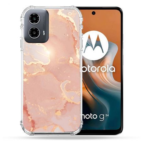 Coque Renforcée Pour Motorola G34 5G Texture Marbre Rose