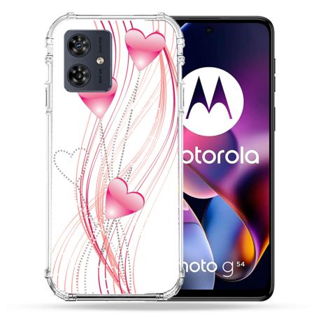 Coque Renforcée Pour Motorola G54 5G Amour Coeur Rose Montant sur Blanc