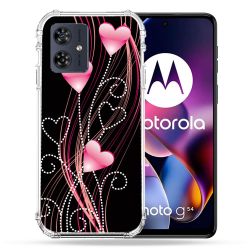 Coque Renforcée Pour Motorola G54 5G Amour Coeur Rose Montant sur Noir