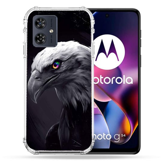 Coque Renforcée Pour Motorola G54 5G Animal Aigle Royal Noir