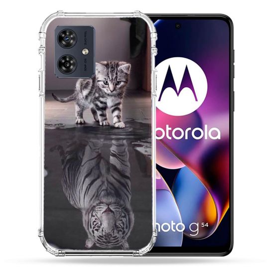 Coque Renforcée Pour Motorola G54 5G Animal Chat Reflet