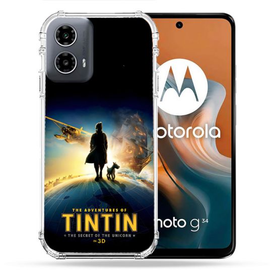 Coque Renforcée Pour Motorola G34 5G Tintin Affiche
