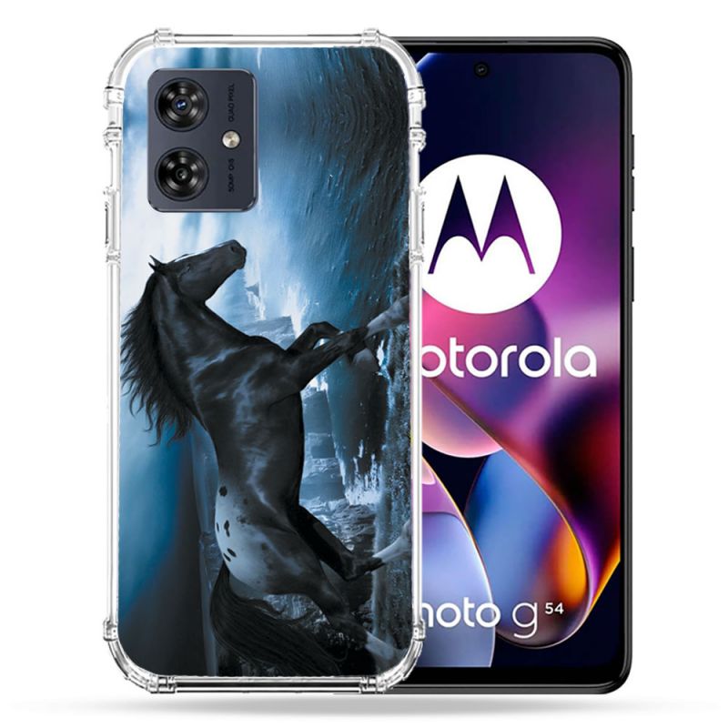 Coque Renforcée Pour Motorola G54 5G Animal Cheval Noir
