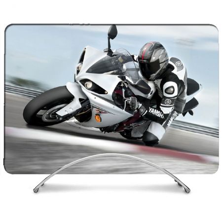 Coque Intégrale Pour MacBook Air M1 13.3 Moto Course GP Blanche