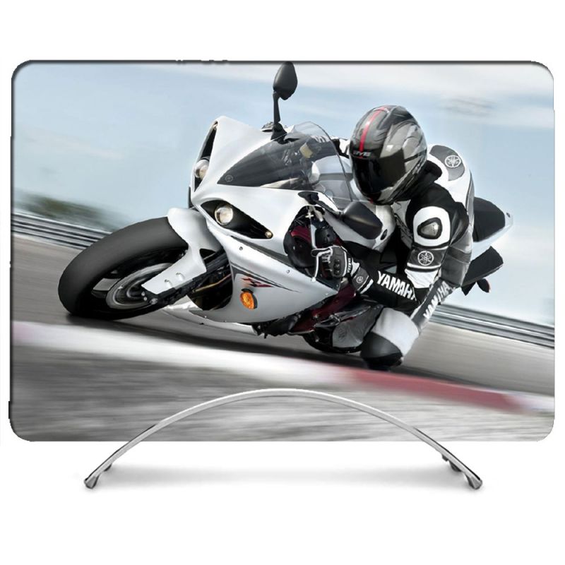 Coque Intégrale Pour MacBook Air M1 13.3 Moto Course GP Blanche