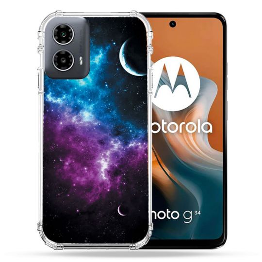 Coque Renforcée Pour Motorola G34 5G Univers Bleu Violet
