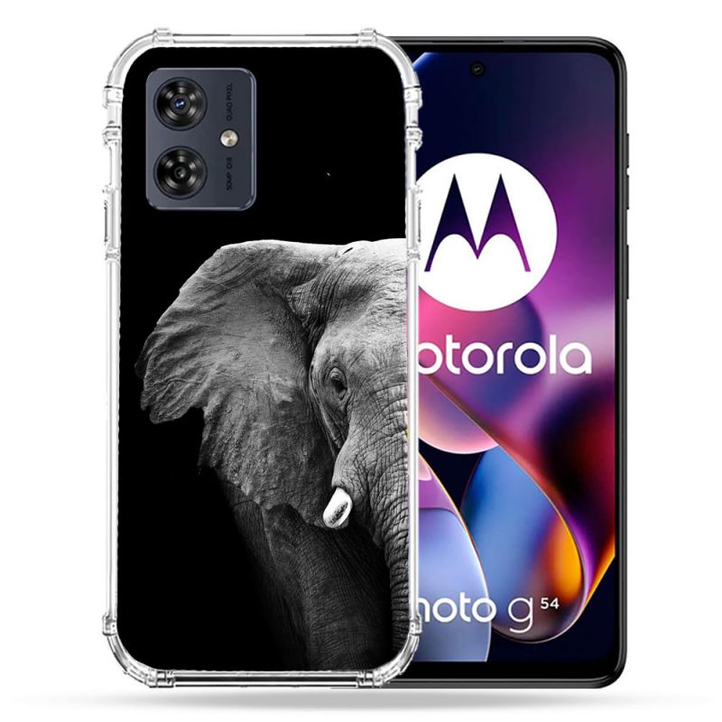 Coque Renforcée Pour Motorola G54 5G Animal Elephant Noir
