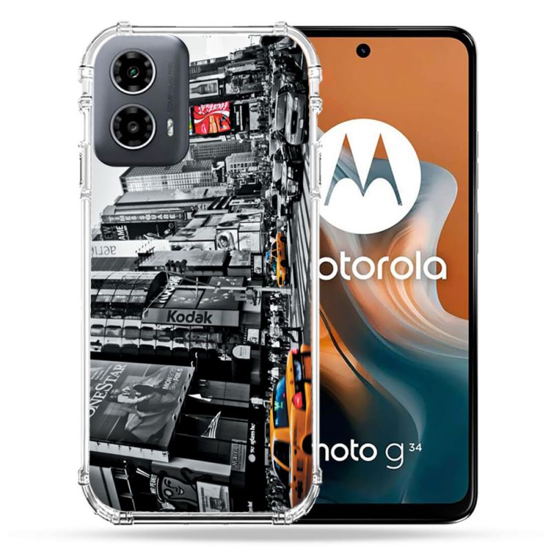 Coque Renforcée Pour Motorola G34 5G Voyage Amerique USA New York Taxi