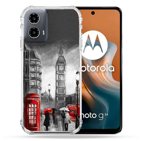 Coque Renforcée Pour Motorola G34 5G Voyage Angleterre Londres Vintage