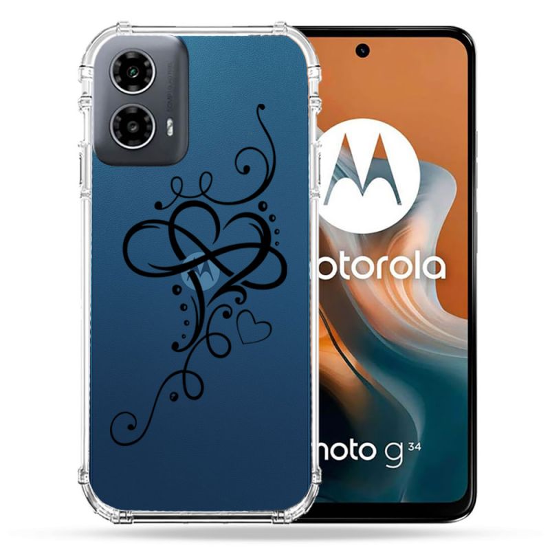 Coque Transparente Pour Motorola G34 5G Cœur infini