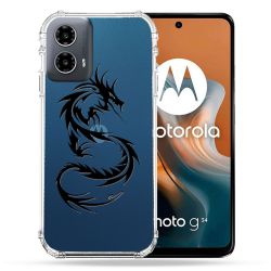 Coque Transparente Pour Motorola G34 5G Dragon Noir