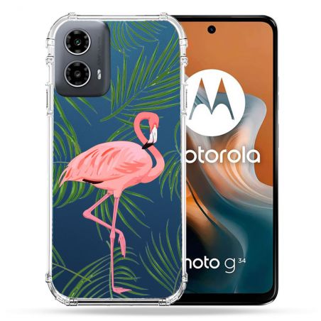 Coque Transparente Pour Motorola G34 5G Flamant Rose