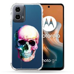 Coque Transparente Pour Motorola G34 5G Skull Head Crane Colore