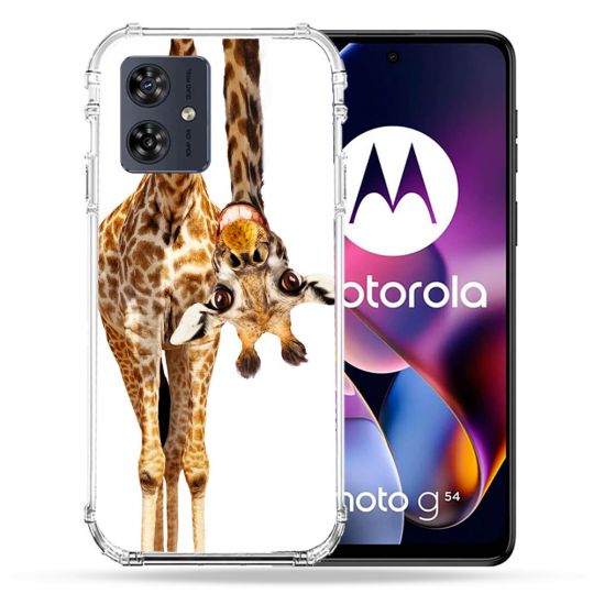 Coque Renforcée Pour Motorola G54 5G Animal Girafe Blanche