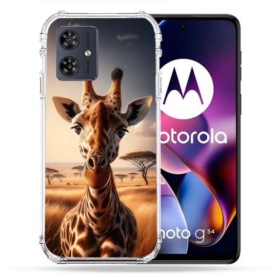 Coque Renforcée Pour Motorola G54 5G Animal Girafe Savane