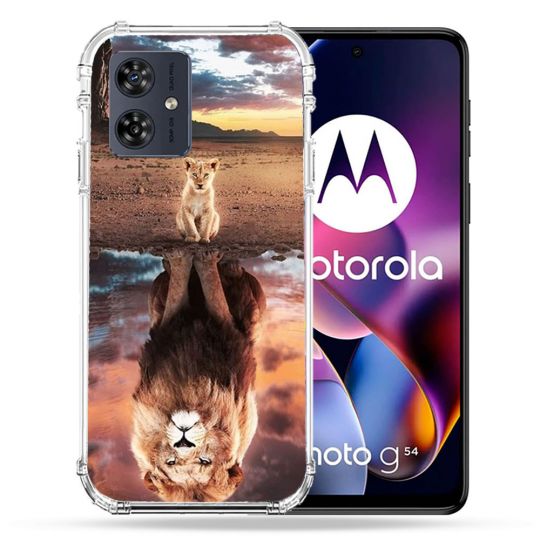Coque Renforcée Pour Motorola G54 5G Animal Lion Reflet