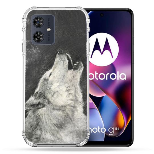 Coque Renforcée Pour Motorola G54 5G Animal Loup Hurlement