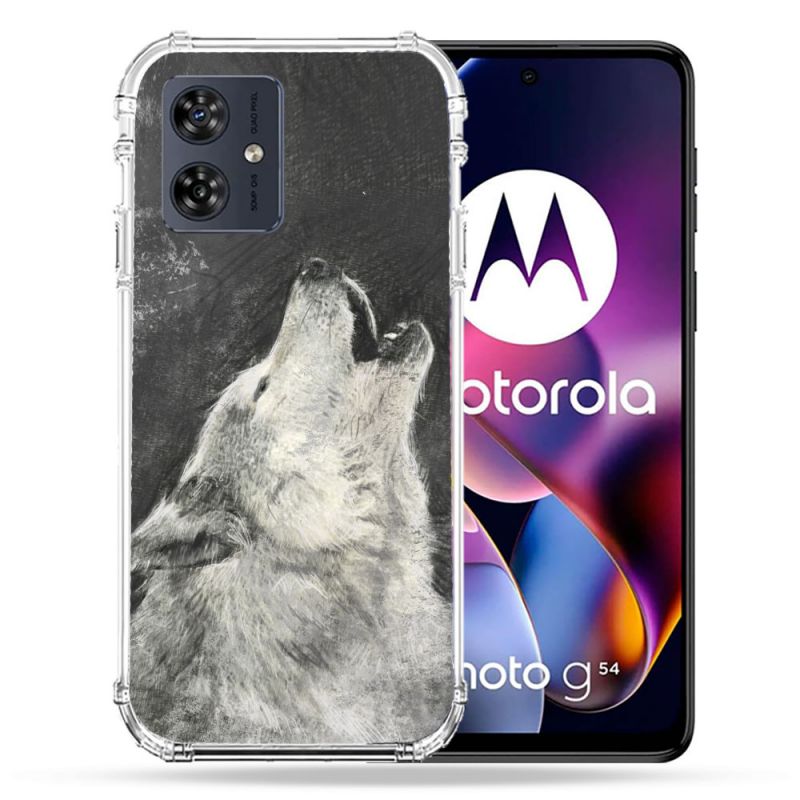 Coque Renforcée Pour Motorola G54 5G Animal Loup Hurlement