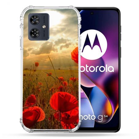 Coque Renforcée Pour Motorola G54 5G Fleur Coquelicot