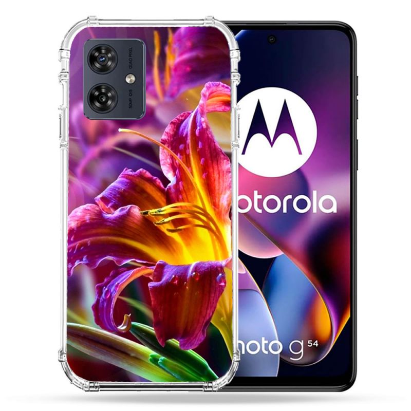 Coque Renforcée Pour Motorola G54 5G Fleur Lys Color