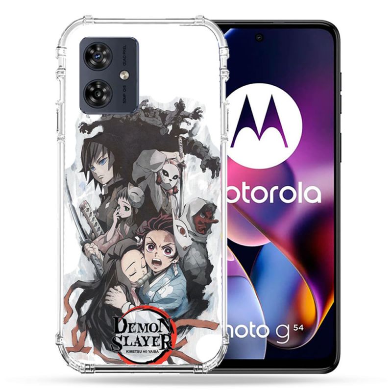 Coque Renforcée Pour Motorola G54 5G Manga Demon Slayer Blanc