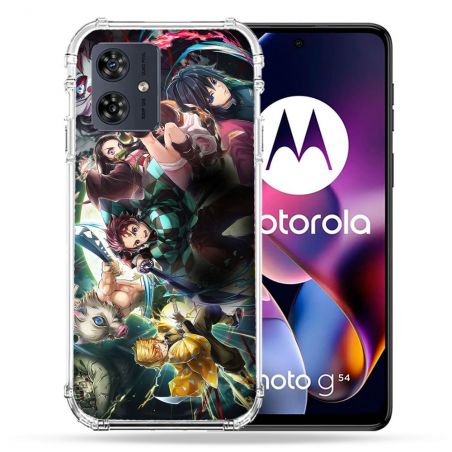 Coque Renforcée Pour Motorola G54 5G Manga Demon Slayer Groupe