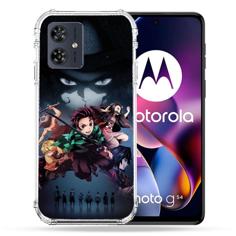 Coque Renforcée Pour Motorola G54 5G Manga Demon Slayer Noir