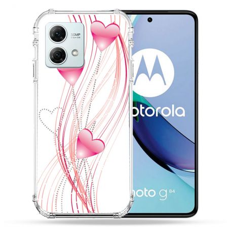 Coque Renforcée Pour Motorola G84 5G Amour Coeur Rose Montant sur Blanc