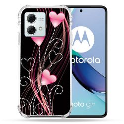 Coque Renforcée Pour Motorola G84 5G Amour Coeur Rose Montant sur Noir