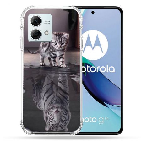 Coque Renforcée Pour Motorola G84 5G Animal Chat Reflet