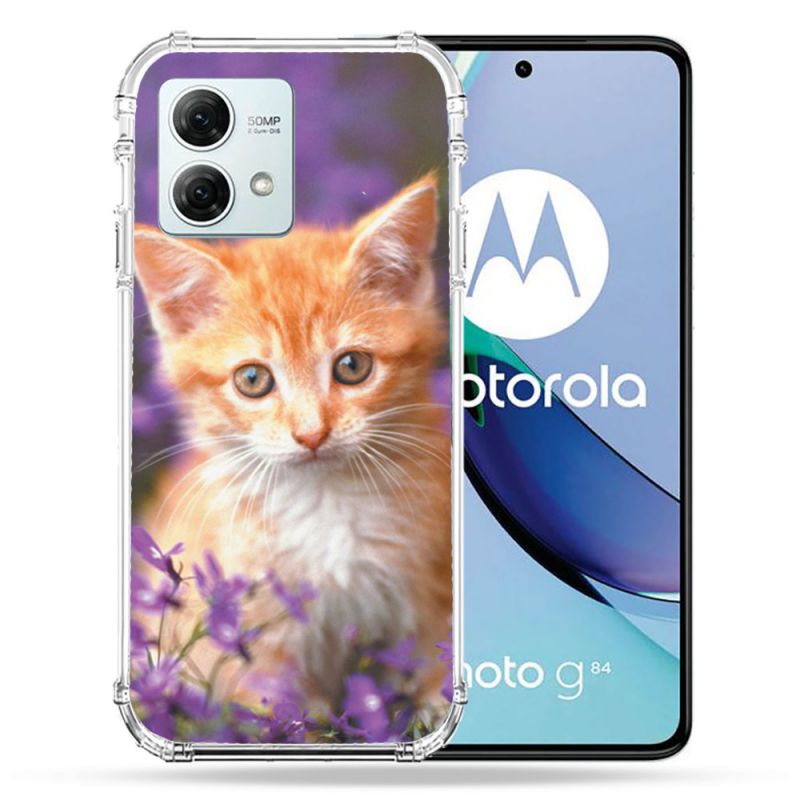 Coque Renforcée Pour Motorola G84 5G Animal Chat Violet